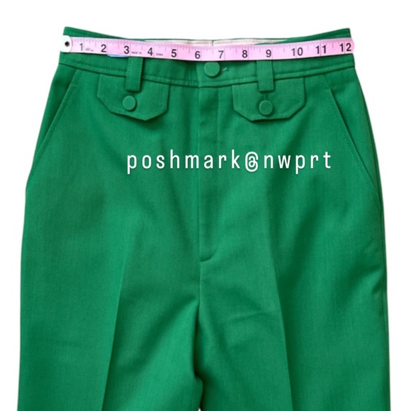 GUCCI 🍏 Green Trousers Pants High Waist Rise Cropped Kick Flare 36 0 XS - Picture 12 of 16